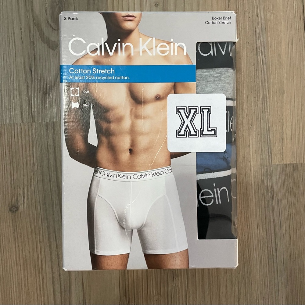 3 Pack Calvin Klein Cotton Stretch Boxer Briefs Size XL NEW